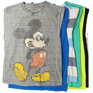 MIXED LOT of 6-Sz Boys M (10-12) Short Sleeve T-Shirts Mickey Mouse Polo Knights